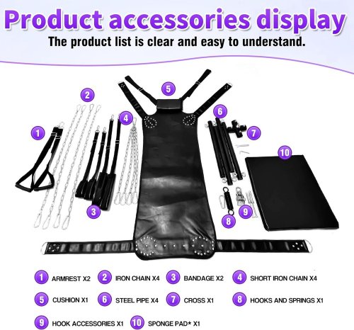 UPGRADED SEX SWING WITH STURDY STEEL FRAME AND LEATHER SEAT 800 LBS MAX - BLACK (MODEL B0G41HWTXK) image 2