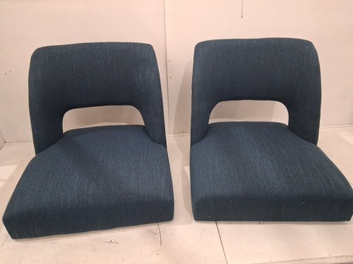 2pk upholstered farmhouse style wooden dining chair - blue image 3