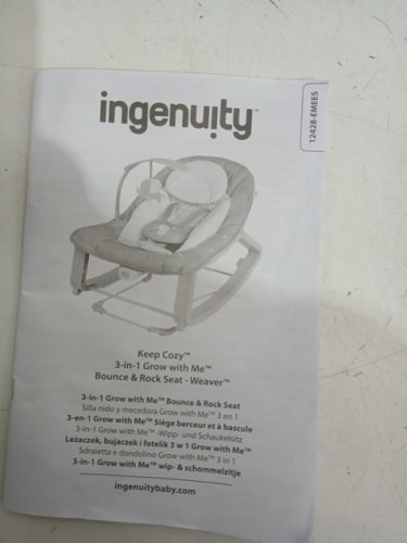 Ingenuity 3-in-1 Keep Cozy Grow with Me Vibrating Baby Bouncer, rocker & chair - 40lbs capacity - weaver theme grey/white/green (model: ‎12428) image 4