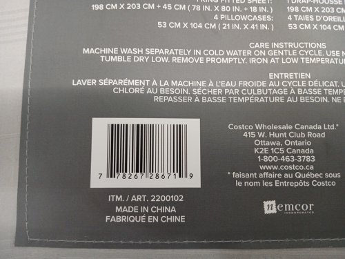 6PC GlucksteinStudio Berkeley Cotton Bed Sheet Set - King - grey - (Model: 2200102) image 2