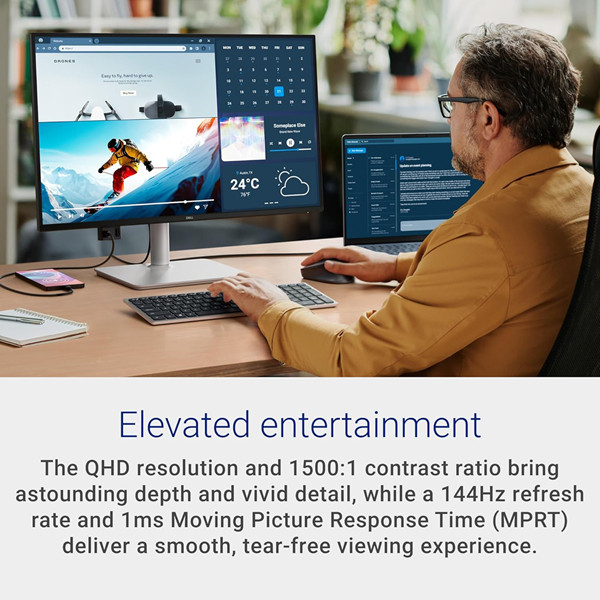 Dell 27 Plus QHD USB-C Monitor with built in speakers - 16:9 RATIO - 144hz REFRESH RATE - 27" SCREEN - ASH WHITE (MODEL: S2725DC) image 2