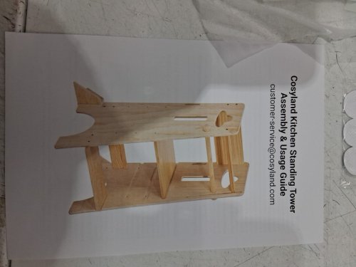 COSYLAND Toddler Standing Tower Kitchen Step Stool - 35.5" x 15.75" x 17.75" - Adjustable Height - natural/wood - (model:cs000132-1-ca) image 6