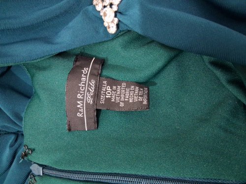 WOMEN'S R&M RICHARDS COLUMN EVENING GOWN WITH OFF THE SHOULDER CUTOUTS - SIZE 10 PETITE - EMERALD (STYLE:8950P) image 4