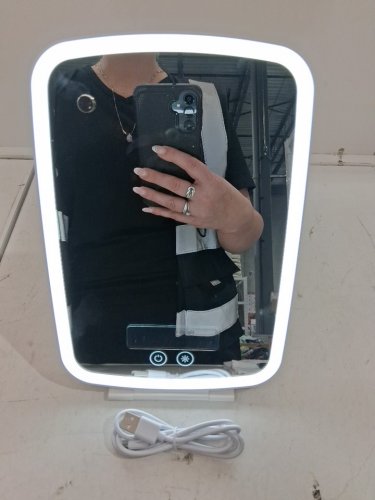 NEZZOE RECHARGEABLE FOLDING VANITY MIRROR WITH LED LIGHTS - 10"X7" - WHITE image 2