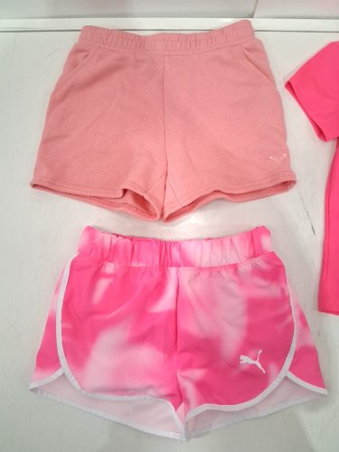 4 assorted girl's clothes - 2 SHORTS AND 1 SHIRT - EXTRA SMALL (4/5) - PINK image 3