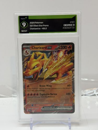 DEGREE GRADED 9 MINT 2024 POKEMON S&V BLACK STAR PROMO CHARIZARD EX- HOLO #161 CARD image 3
