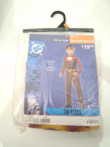 2pc BOY'S DC THE FLASH COSTUME WITH MASK - MEDIUM 8/10 - RED image 2