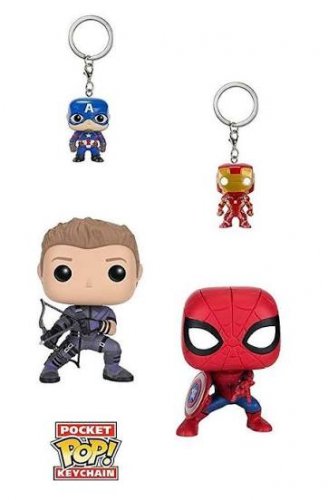 Funko pop! Marvel: captain America civil war - Hawkeye and spider-man bobble head (4 pack) **missing the 2 small key chains mini pops** image 2