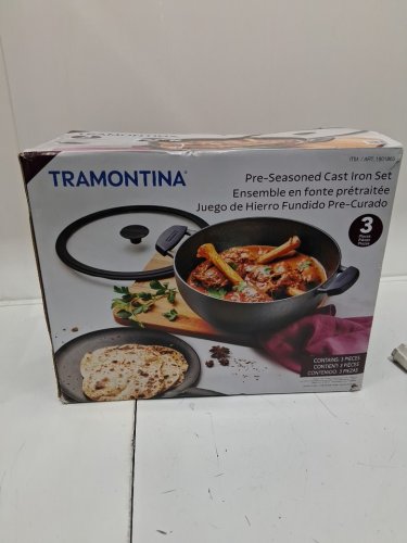 3PC tramontina pre-seasoned cast iron set - 7QT (11") - BLACK (MODEL : 1901865) image 2