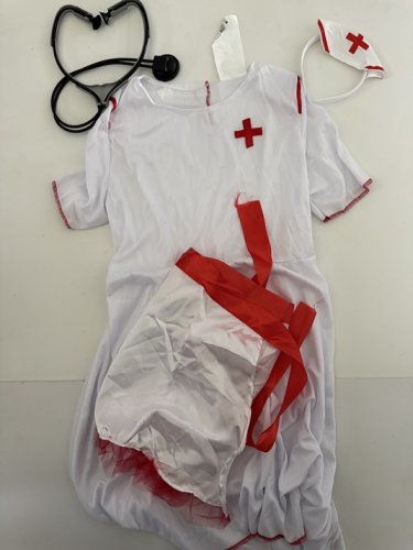 4PC WOMEN'S PARTYHOLIC SWEETHEART REMEDY NURSE COSTUME - MEDIUM (8-10) - WHITE/RED (STYLE: 12279L image 4