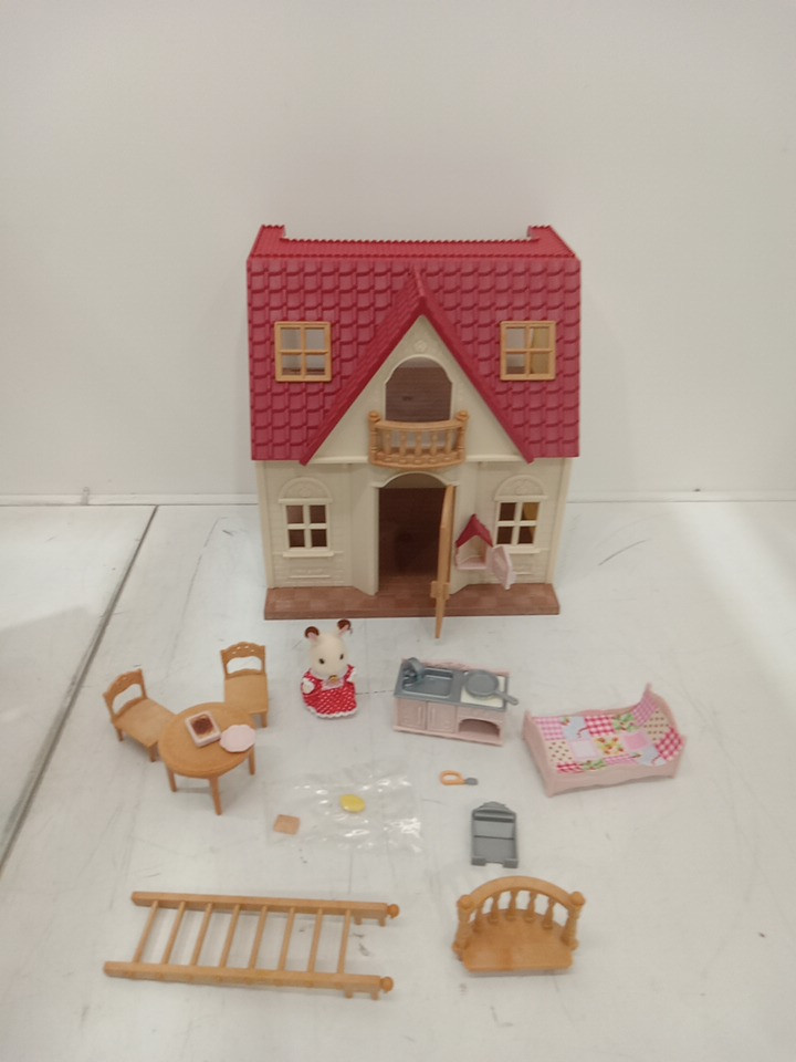 10PC CALICO CRITTERS red roof cozy cottage dollhouse playset with character furniture and accessories - red/multi-colour (model: cc2029) image 2