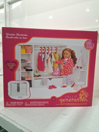 Girls Our Generation Wooden Doll Wardrobe closet - 8" x 23" x 19.7" - White image 3