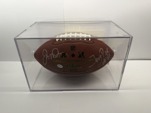 DOUBLE SIGNED JOE MONTANA & JERRY RICE FOOTBALL IN ACRYLIC DISPLAY CASE image 6