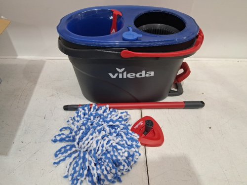 vileda easywring rinse clean 2 tank spin mop and bucket system with adjustable 24"-48" handle - blue/grey (model: 168467) image 3