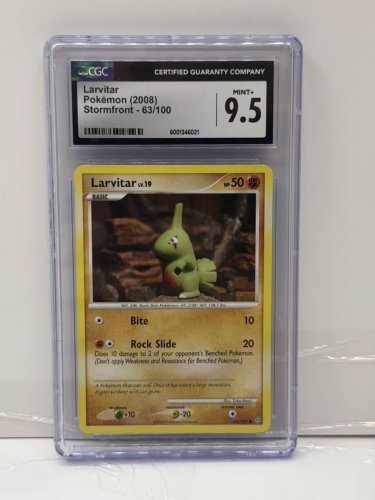 CGC GRADED 9.5 MINT+ LARVITAR POKEMON 2008 STORMFRONT 63/100 CARD image 4