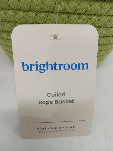 4 Brightroom Coiled Polyester Cotton Rope Baskets - 8" X 6" X 4" - Green image 3