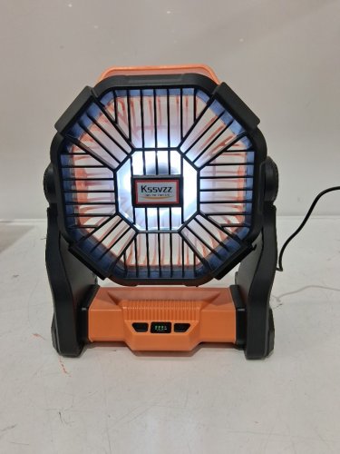 Portable Rechargeable Camping Fan with LED Light - Orange (Model: X23-Orange) image 4