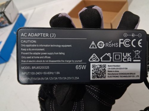 UNBRANDED USB-C AC ADAPTER - 65W, 100-240V INPUT - 5V TO 20V OUTPUT (MODEL: BRJ65B200325) image 4