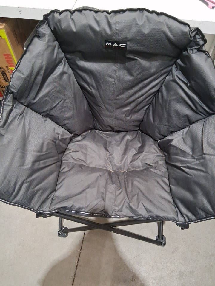 mac sports padded folding club camping chair with carry bag - 500lb max - 28.3" x 35.4" x 40.5" - black/grey (model: 1872249) image 3
