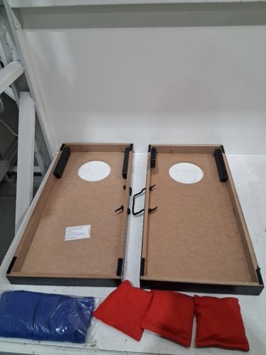 gosports portable size cornhole game set with 6 bean bag - 2ft x 1ft - wood/blue/red (model : CH-03-MDF-WOOD) image 4