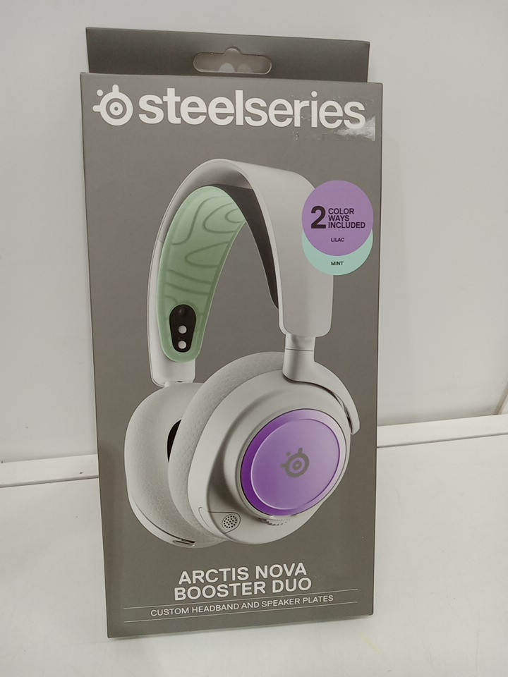 6pc steelseries Arctis Nova Booster Duo custom headband & speaker plates - PASTEL Mint / Lilac (Model: 60557) image 2