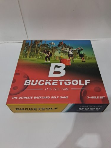 22pc bucketgolf 3-hole travel set with clubs and markers - for all ages - red image 2