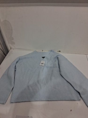 WOMEN'S GEOrGE V-NECK SWEATER - MEDIUM - LIGHT BLUE image 2