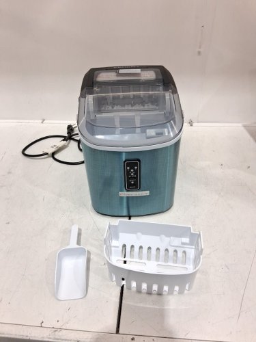 EUHOMY Countertop Ice Maker Machine with Handle, Basket & Scoop - MAKES 26LB Per Day - silver (MODEL: IM-01X/IM008-BSI-CAEH) image 3