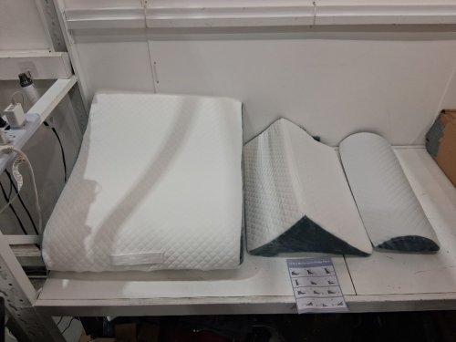 3PC Orthopedic Bed Wedge Pillow Set -Infinitely Adjustable Angles Support for Sleep Apnea & Back Pain Relief- white/grey image 2