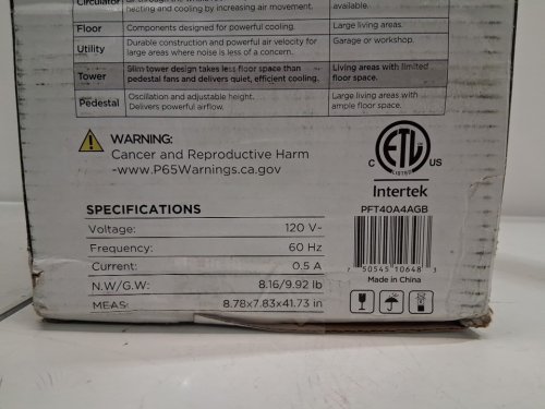 PELONIS OSCILLATING TOWER FAN WITH 3 MODES - 40" - GREY (MODEL: PFT40A4AGB) image 9