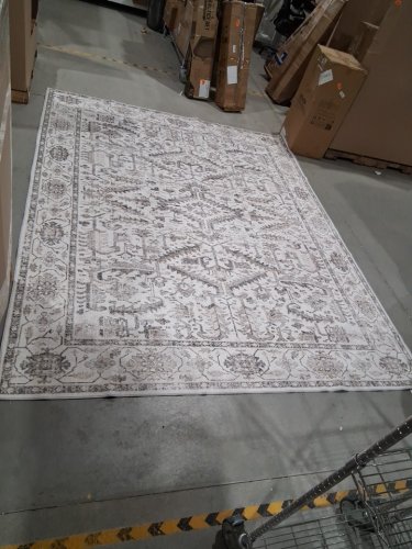 Vintage distressed non-slip area rug-Washable & stain resistant-8ft x 10ft- White (model: x24008d) image 3