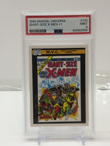 PSA GRADED 9 MINT 1990 MARVEL UNIVERSE GIANT SIZE X-MEN #1 CARD (#132) image 2