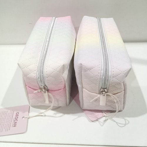 2pk cleo embossed design MAKEUP BAG or pencil case - gradient rainbow image 3