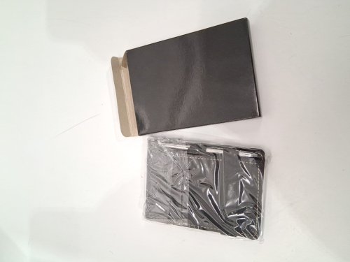 2 laser engravable faux leather leatherette mini compact notepads with pen - 3.25" x 4.75" - black (Model: GFT255a) image 2