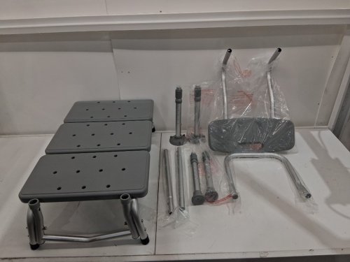 MEDLINE GUARDIAN bathtub TRANSFER BENCH WITH BACK support & suction feet - 400lbs capacity - GREY (MODEL: G3-100KBX1) image 2