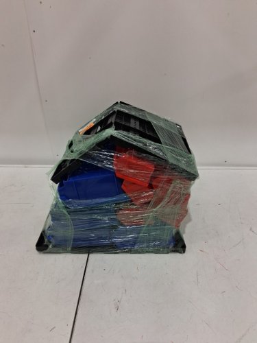 32PC Wall Mounted Plastic Storage Bins - Red / Blue image 2
