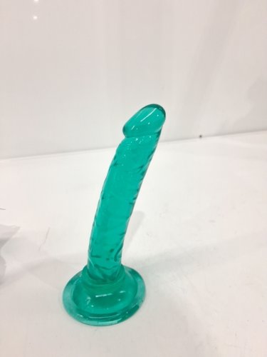 Beginner's Clear Jelly Dildo WITH SUCTION CUP - 5" - turquoise image 3