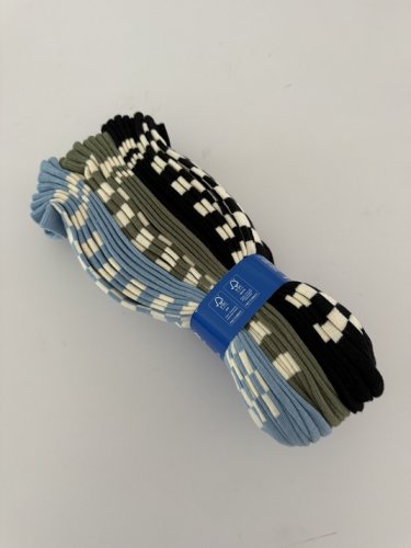 12pr BOY'S trimfit SEAMLESS TOE socks - LARGE (9-11) - BLUE/GREEN/BLACK/WHITE CHECKER (STYLE: 2195001) image 2