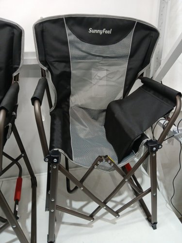 2PK SUNNYFEEL Heavy Duty Oversized Portable Folding Camping Directors Chair with Side Table AND CARRYING BAG - 500LBS CAP - BLACK/GREY (MODEL: ‎AC3008F) image 5