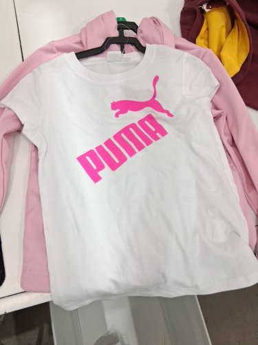 3pc girl's puma matching set - zip up hoodie, shirt, leggigns - 8 - pink/white/black (style: 1332597) image 3