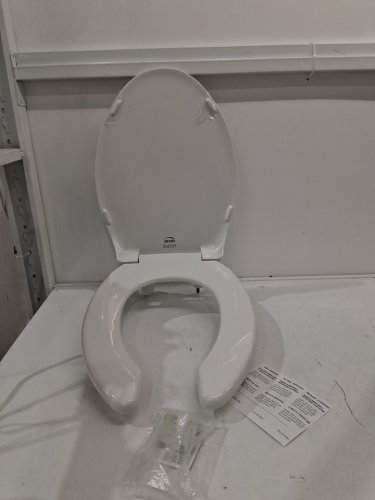 bemis elongated enameled wood toilet seat - 17" x 14" - white - (model: 1400tta 000) image 2