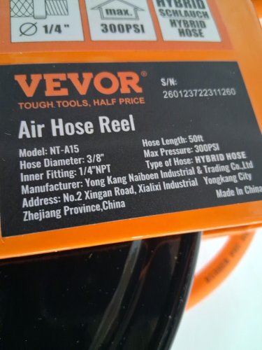 Hybrid Retractable Air Hose Reel - 3/8"  x 50 FT - 300 PSI max - BLACK/ORANGE (MODEL: NT-A15) image 5