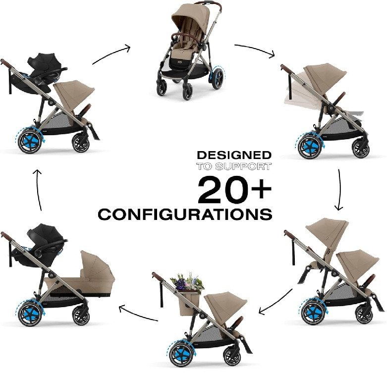 Cybex Electronic Assist Forward Power and Downhill Break rocking feature e-Gazelle S Stroller - 50LBS MAX - Almond Beige/Black Frame (model: 524001219) image 2