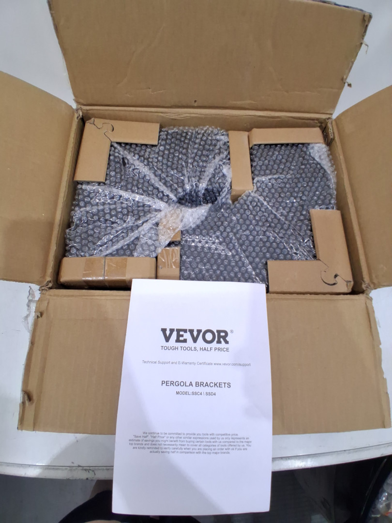 4PK VEVOR Pergola Bracket Kit Heavy Duty Corner Bracket Woodworks - 4'' x 4" - Black (Model: SSC4) image 3