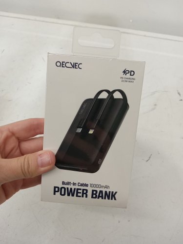 QECVEC 10000mAh Power Bank Fast Charging Portable Charger with Built-in USB-C & LIGHTNING Cables - 22.5W - black (MODEL: Q18) image 2