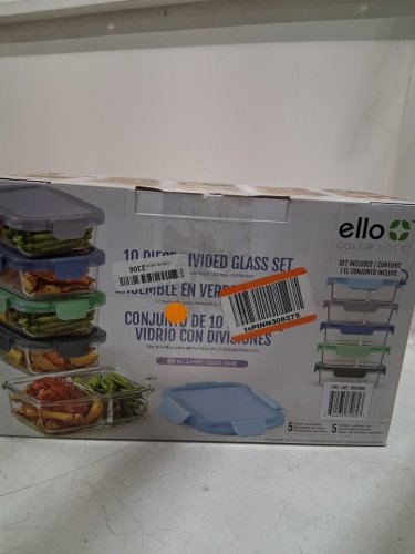 10PC ELLO COLOUR LOCK DIVIDED GLASS MEAL PREP SET - 800ML - MULTICOLOUR (MODEL: 1901809) image 2