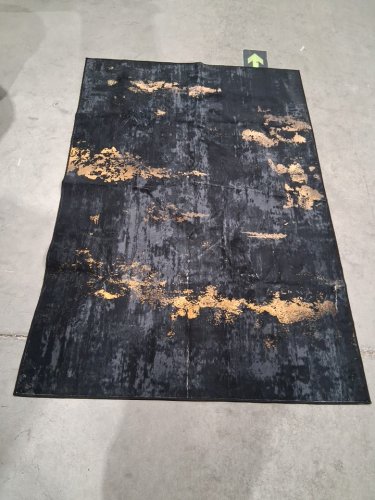 releany washable area rug with non-slip backing - 5FT X 7FT - BLACK/GOLD image 2