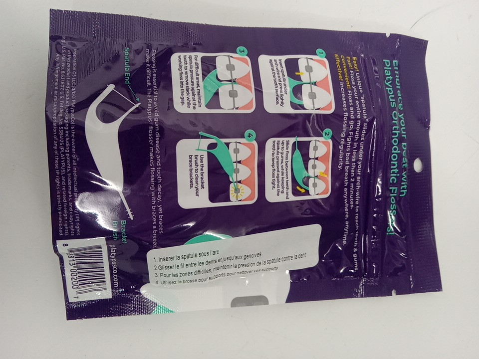 10 (30PK) Platypus Orthodontic Shred Resistant Biodegradable Flossers (vegan) - Unflavored image 4