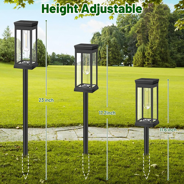 8PK BesLowe WATERPROOF SOLAR PATHWAY LAWN LIGHTS - BLACK image 3
