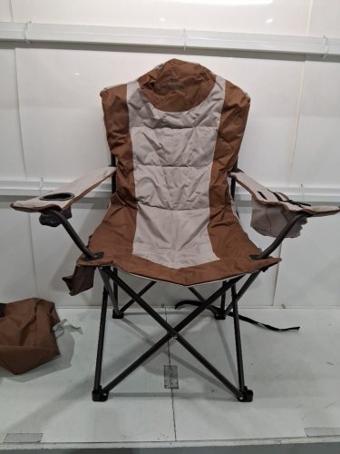 sunnyfeel folding padded Camping Chair with Armrest, Side Pouch, Cooler & carry bag - 37.7" x 43" - 300lb max - brown (model: AC3008F) image 3